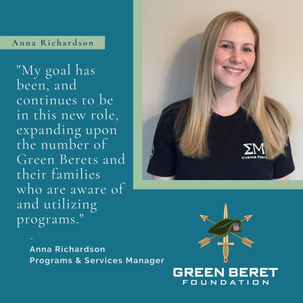Anna Richardson Joins Green Beret Foundation Team in the Role of Programs & Services Manager