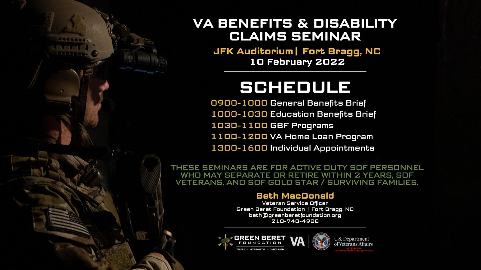 USAJFKSWCS VA Benefits and Disability Claims Seminar - Green Beret ...