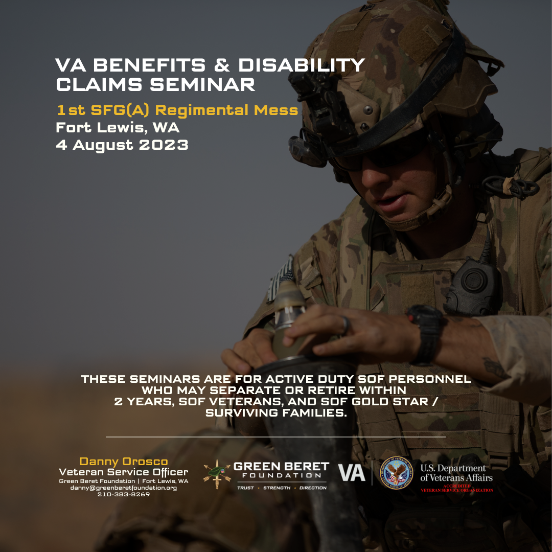 1st SFG VA Benefits and Claims Seminar Flyer
