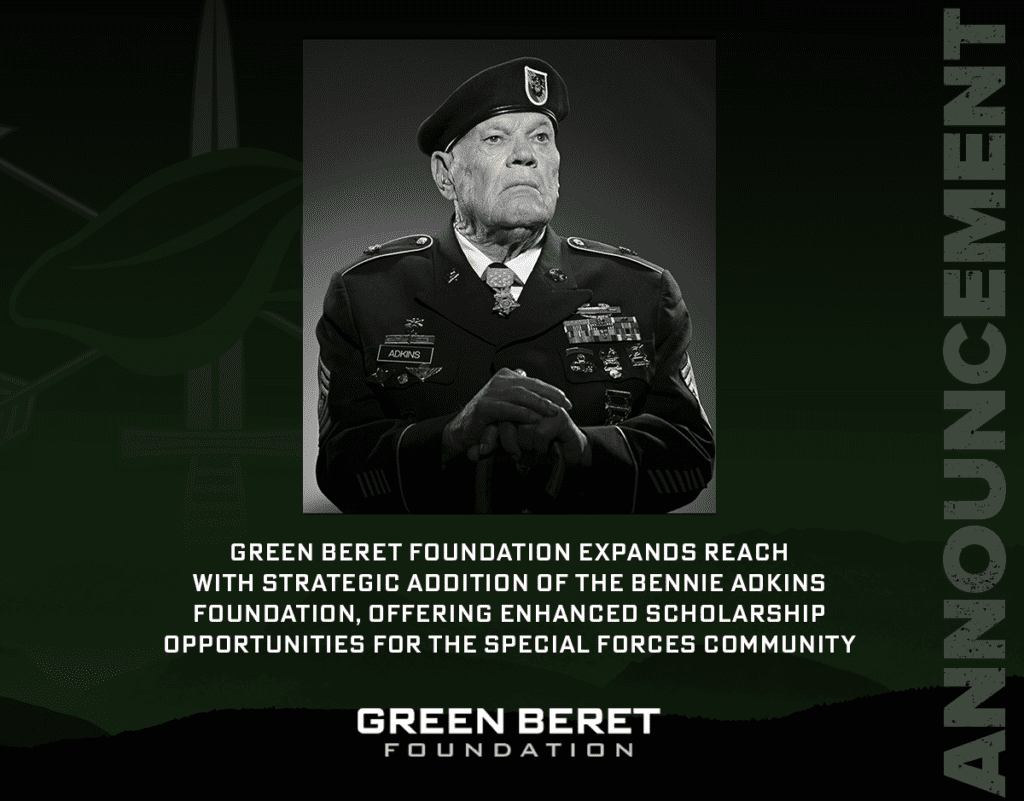 Green Beret Foundation Expands Reach with Strategic Addition of Bennie Adkins Foundation, Offering Enhanced Scholarship Opportunities for the Special Forces Community