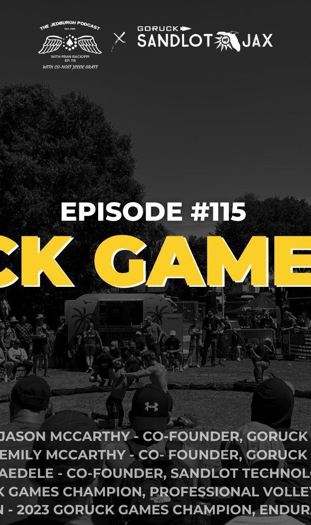 Fist bumps, Volleyball and Running With A Mouthful of Water - GORUCK Games 2023 Champions Carly Wopat & Matt Kempson, GORUCK Founders Jason & Emily McCarthy, Sandlot Founder B.J. Naedele
