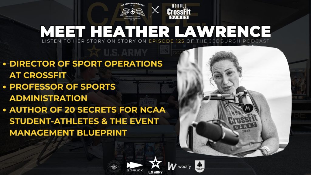 Heather Lawrence, CrossFit Director of Sport Operations joins Fran Racioppi and Jessie Graff on The Jedburgh Podcast.