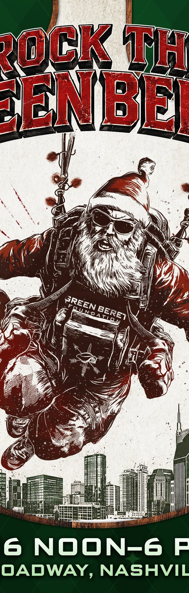 Rock the Green Beret, Dec 6, 2026, Noon to 6 PM, Skydeck on Broadway, Nashville