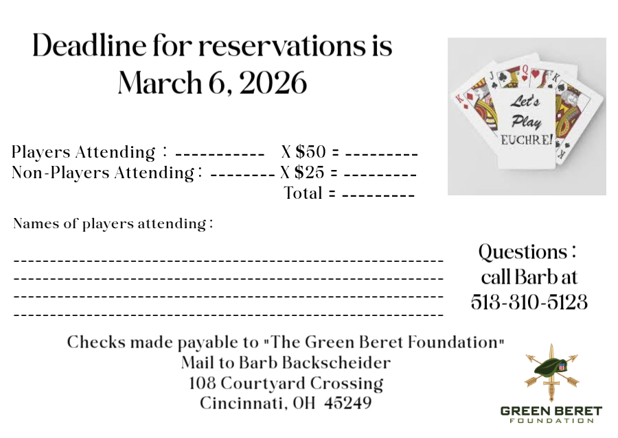 Euchre Reservation Card Euchre Reservation Card