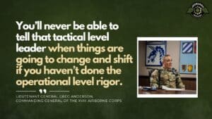Lieutenant General Greg Anderson, Commanding General of the XVIII Airborne Corps, joins Fran Racioppi on the Jedburgh Podcast
