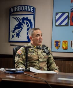 Lieutenant General Greg Anderson, Commanding General of the XVIII Airborne Corps, joins Fran Racioppi on the Jedburgh Podcast