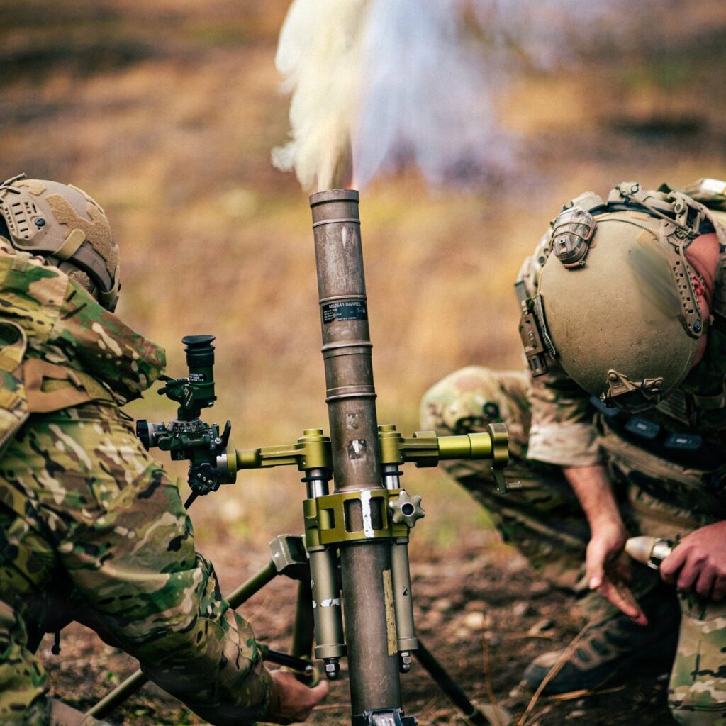 Green Berets fire a mortar during a live-fire training exercise